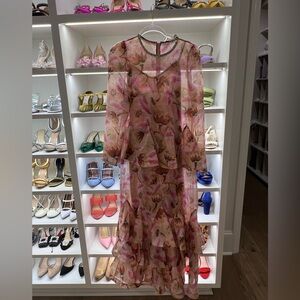 Floral Pink Women's Dress ruffled evening gown 4/6 embellished